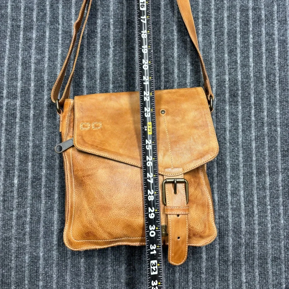 Bed Stu Tan Venice Leather Distressed Crossbody Messenger Bag